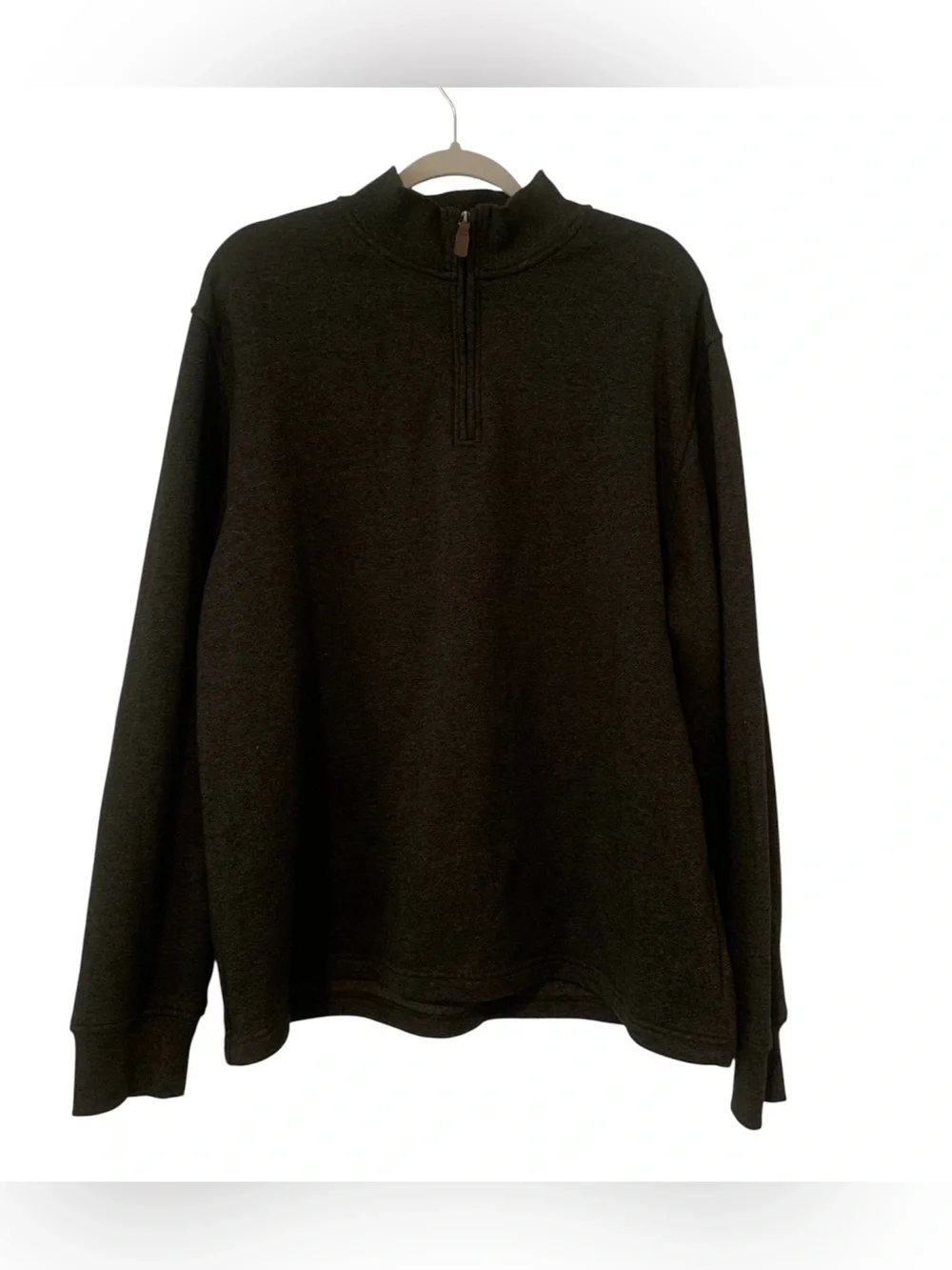 George Men’s Quarter Zip Pullover Sweater Fleece Lined Charcoal Gray Large 42-44